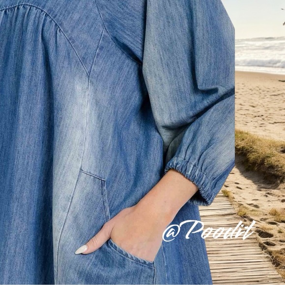 DAY & MOON Washed out denim tunic dress S M L - Picture 4 of 9